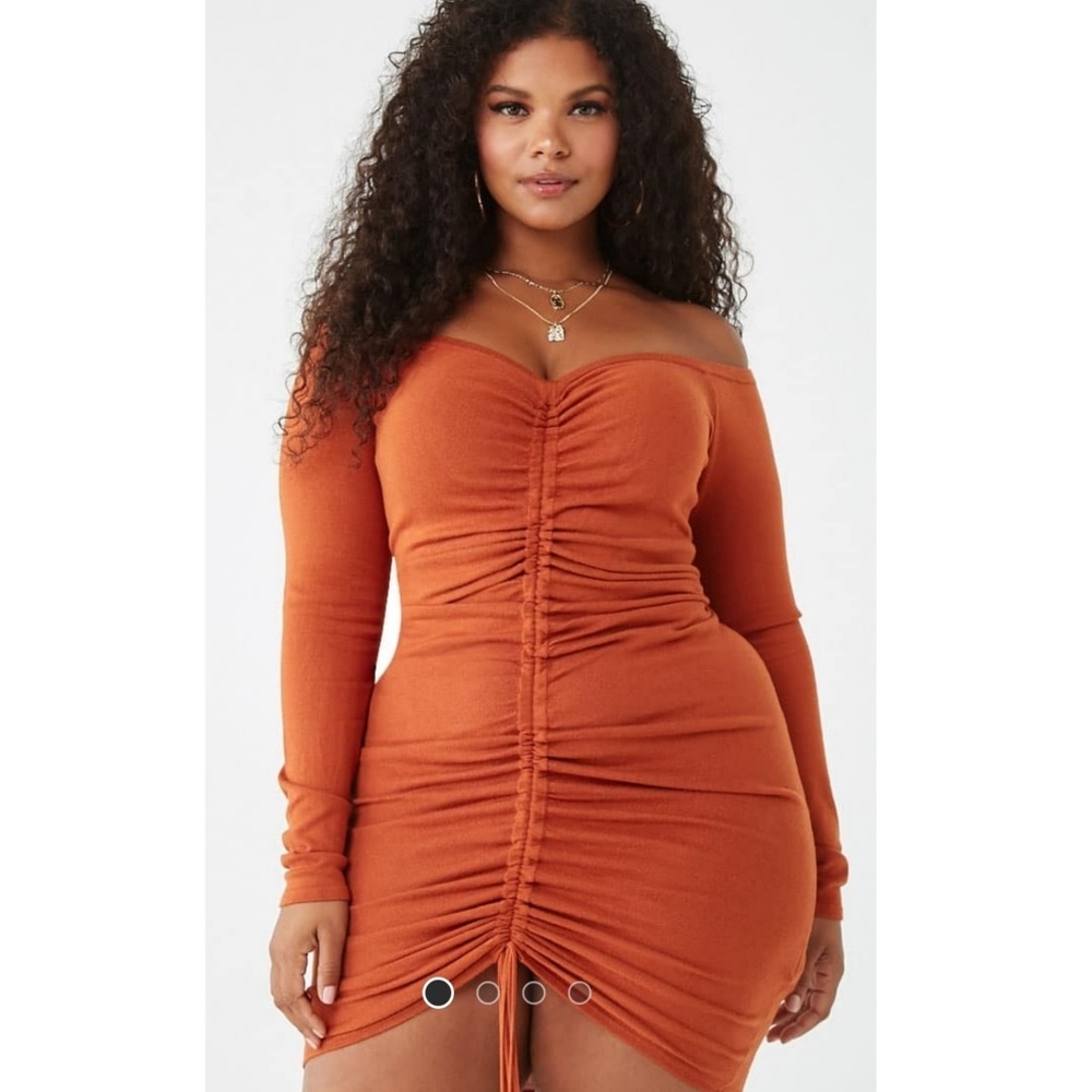 Rust Off Shoulder Dress
